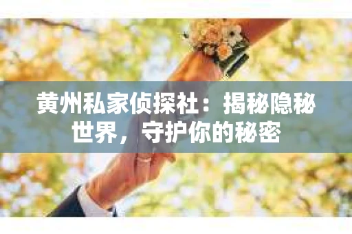 黄州私家侦探社：揭秘隐秘世界，守护你的秘密